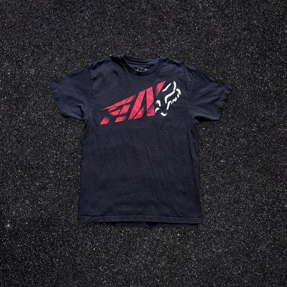 Fox‎ Racing Mens Graphic T-Shirt Large Black Red White Logo Motocross Tee Cotton